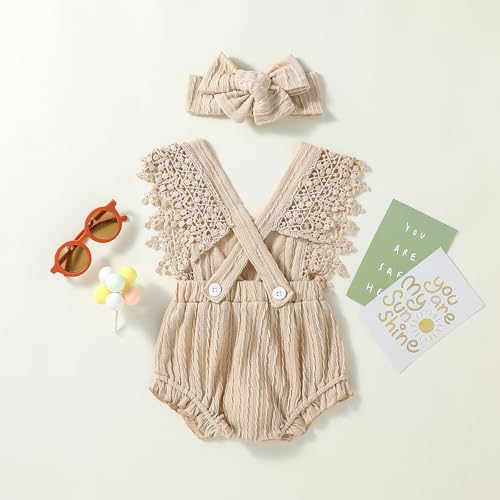 Douhoow Infant Baby Girl Plaid Romper Baby Short Sleeve Pleated Romper Bodysuit Summer Spring Outfits3