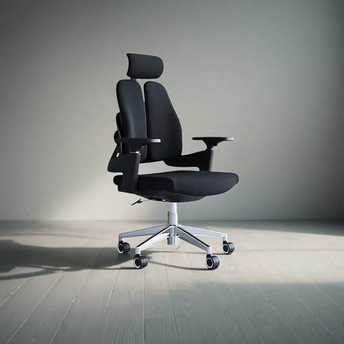 Image of Truback Ergonomic Office Chair for Long Working Hours | Mesh Back, 180 KG Weight Capacity, Rotating, Adjustable & Breathable Work Chair (Black)