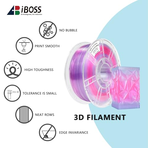 Image of iBOSS Gradient PLA Plus 3D Printer Filament 1.75mm+ /-0.02mm, 1kg Spool (2 2lbs) Transparent Dual Color 3D Printing Filament, PLA Pro 3D Filament, Fit Most FDM Printer(Transparent Rose Red Light Blue)