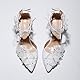 STARSHINE RESPLENDENT Weißes Chiffon Kristall Schmetterling Fransen Armband Absatz hohe Schuhe Spitze Perle Spitze Stiletto Sandalen Frauen