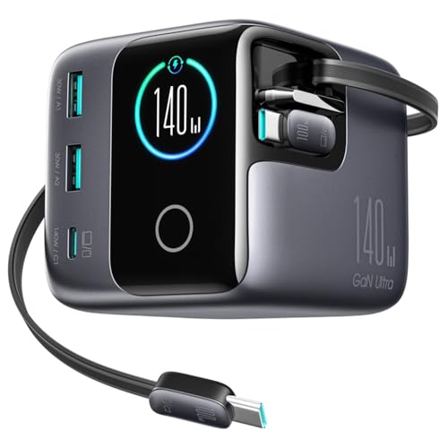 Image of WeFly 140W GaN Charger 5-Port Desktop Fast Charging Station with Retractable Cables - EU Plug