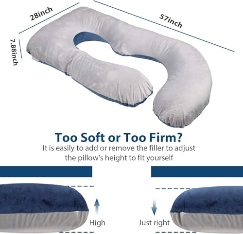 Image of Victostar Pregnancy Pillow,57 inches U Shaped Maternity Pillow with Removable Cover Full Body Pillow Support for Back, HIPS, Legs, Belly (Blue Grey)