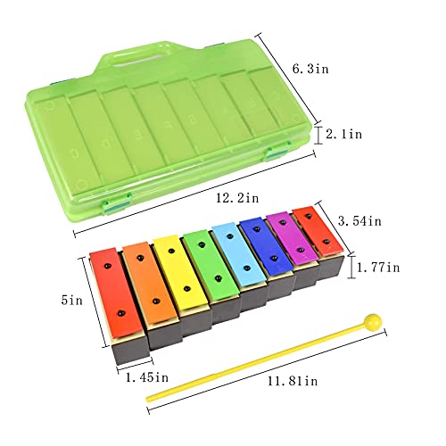 Ennbom Xylophone Glockenspiel 8 Notes Chromatic Resonator Bells With Green Case #TOP2