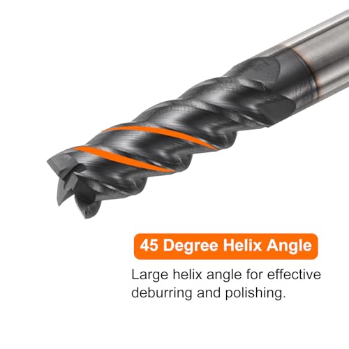 Image of HARFINGTON Carbide Square Nose End Mill Bit 5 /16 inch Cut Dia 4 Flutes TiAlN Coated Milling Cutter for Hardened Steel Metal (5 /16 inch Shank 15 /16 inch Cut Length 2-1 /2 inch Long 45 Degree Helix)