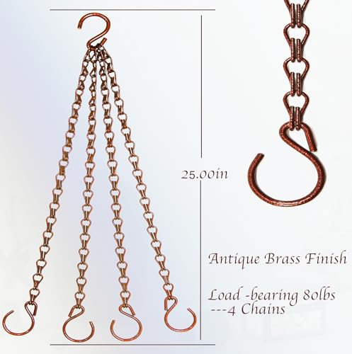Uarepretty 25 inch 90lbs Capacity Copper-Colored Heavy Duty Metal Hooks Hanging Chains Hangers for Garden, Balcony, Yard, Kitchen, for Hanging Plant Pots, Planters, Bird Feeder, Lanterns. 2 Packs by Uarepretty - Used condition - Image 6