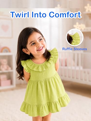 Image of Kidbea Baby Girls Cotton Dress for Kids | Soft, Breathable & Comfortable Western Frock | Trendy Casual, Party & Festive Outfit for Girls