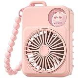 Advokingtap Mini ventilatore portatile ricaricabile tramite USB, design a cartone animato, con ciondolo in rilievo, silenzioso, a due velocità, per viaggi, ufficio, studenti, verde (rosso)