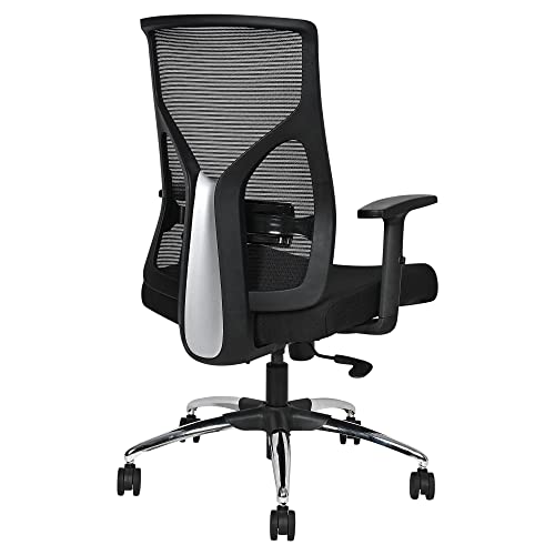 Image of Halcyon Office Chair Octavia - Ergonomic Computer Desk Chair with Mesh Back, Adjustable Armrests & Lumbar Support, Metal Base - Black