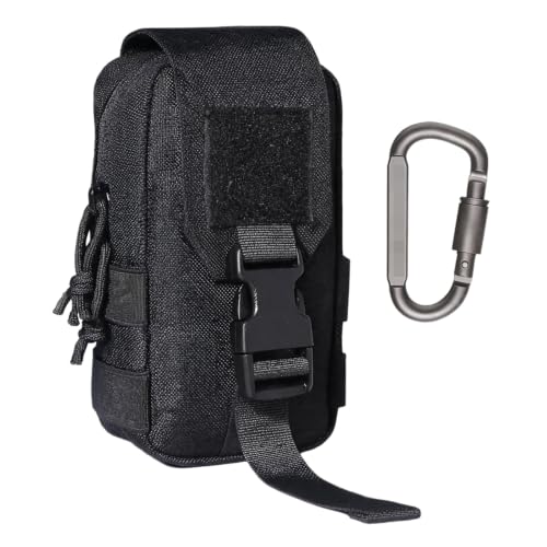 Bolsillo para herramientas en riñonera táctica negra ideal para acampada y senderismo