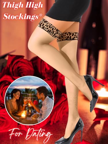 Sexy Stockings For Women,Leopard Print Sheer Thigh Highs,Club Outfit Date Night Concert3