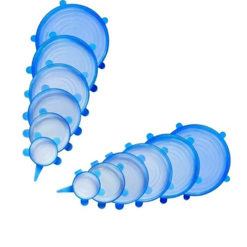 Conjunto com 12 Tampas de Silicone Reutilizáveis – Tampas Redondas Elásticas para Alimentos, Vedação Hermética, Livre de BPA