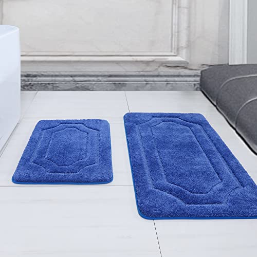 Beqhause-Bathroom-Rugs-Non-Slip-Soft-Thick-Bath-Mats For Bathroom Floor Absorbent Shower Mat Machine Washable Quick Dry Bath Mat For Shower, And Tub 16"X24",Navy Blue #TOP7