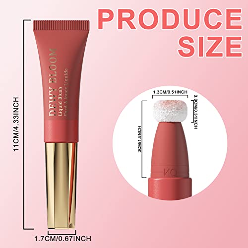 Cherry Red Liquid Blush For Cheek With Cushion Applicator,Kqueenest Smooth Cream Blushs For Cheeks,Quick Blend Cheek Tint Blush With Dewy Finish,Light,Long-Wearing Face Blush Wand #TOP6