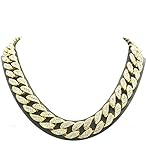 Shiny Jewelers USA Mens Iced Out Hip Hop Gold Tone CZ Miami Cuban Link Chain Choker Necklace