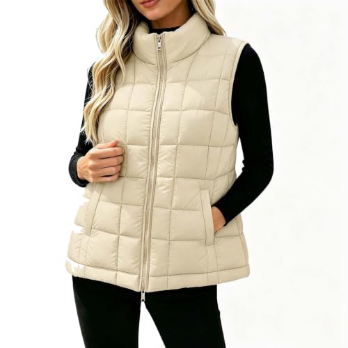 Puffer Jackets for Women Sleeveless Quilted Stand Collar Zip Vest - image 3