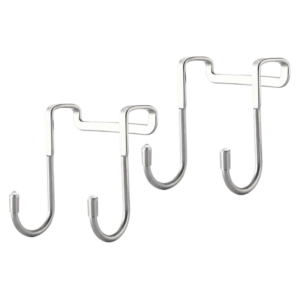 VINTORKY 2pcs Hook up Over Door Hook Hanger Wardrobe Door Hanger Shower Door Hook Squeegee Hook Clothes Hanger Coat Hook Over Cabinet Door Hooks Kitchenware Hook Silver Stainless Steel