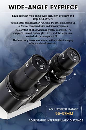 Crspexil 40X-5000X Compound Trinocular Microscopes Trinocular Fo Adults, With 5.0 Mp Camera With Microscope Slides 30P, Microscope Accessories, Microscopes For School Laboratory (White 5.0 Mp Camera) #TOP5