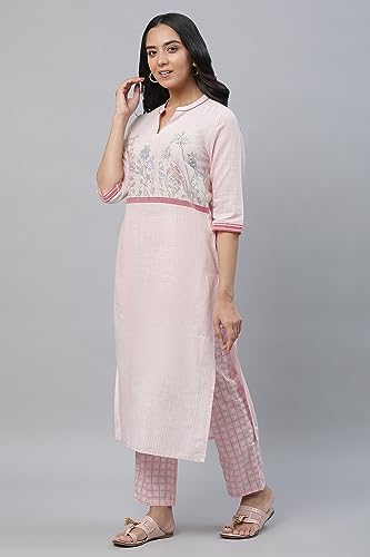 Image of Aurelia Women's Cotton Regular Fit Casual Floral Regular Work Utility Kurta