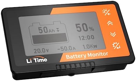 LiTime 500A Battery Monitor with M10 Shunt, 8V-120V, LCD Display, for RV | Displays Capacity/Percentage/Power/Voltage, Buzzer Alarm, Works with LiFePO4 & Lead Acid Batteries, for Off-Grid/Solar System