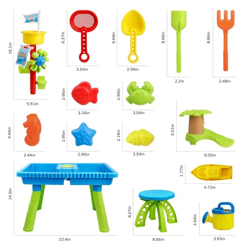 Mini Tudou Kids Water Table Toys for Toddlers 1-3,2 in 1 Large Sensory Table w/ 37PCS Sand and Water Toy Accessories Summer Outdoor Toy on Beach Backyard for Kids Toddler Boys Girls Age 1 3 4 5 6 7 8 - Thumbnail 6