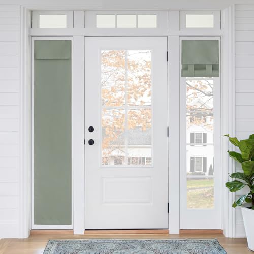 RYB Home Sidelight Door Curtain - Full Privacy Thermal Insulated French Door Glass Window Drapes for Patio/Front/Living Room, W12 x L69 inch, 1 Panel, Lime-Green