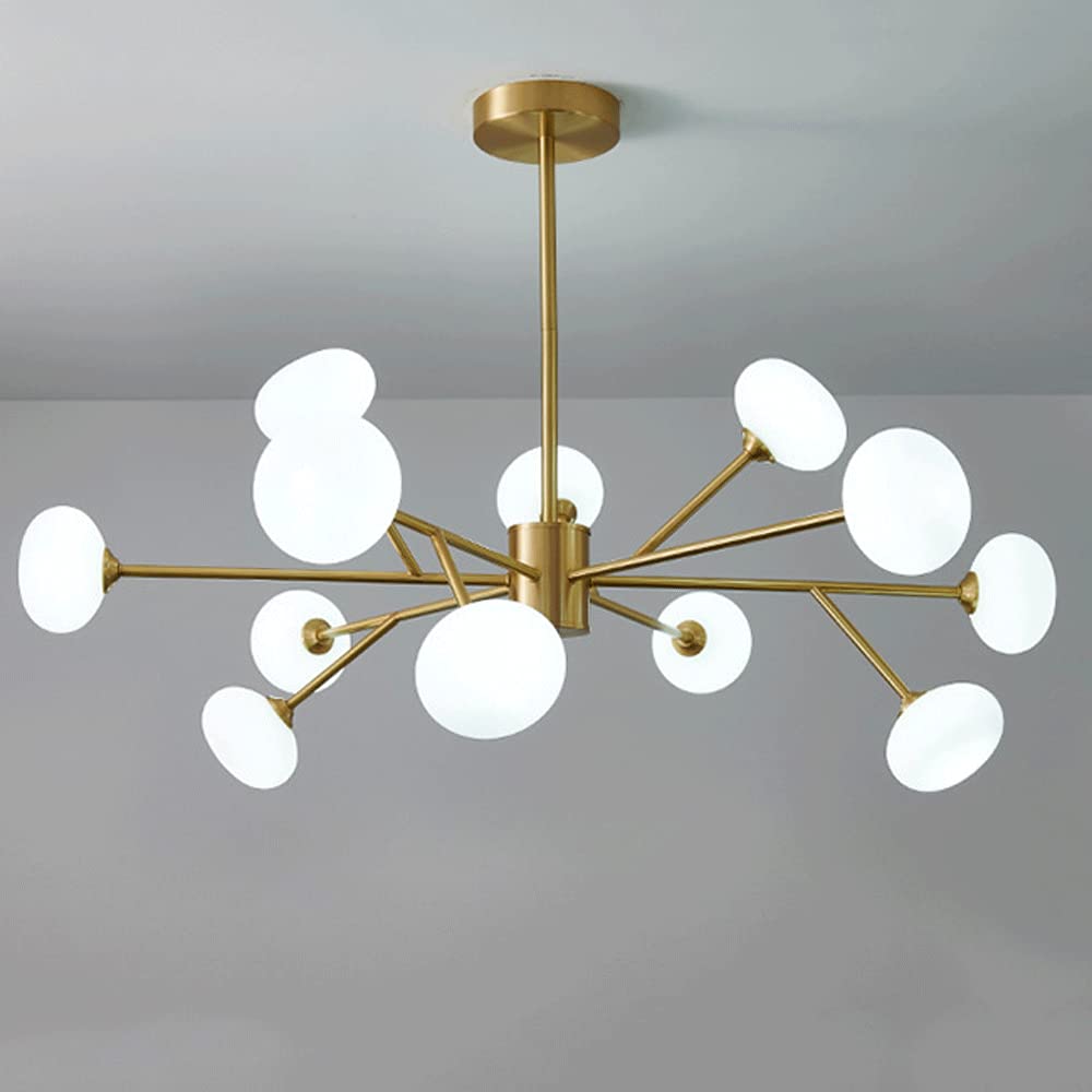 SYAXVOM Light Luxury Brass Chandelier Ceiling Decorative Lighting Pendant Fixtures, Living Room Bedroom Dining Hanging Chandeliers, G9 Base, Height Adjustable
