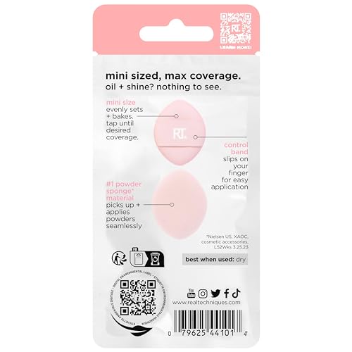 Real Techniques Trío Mini Miracle Powder Puff de, para fijar y hornear, minibollas de maquillaje para polvos sueltos y prensados, 3 unidades - imagen 2