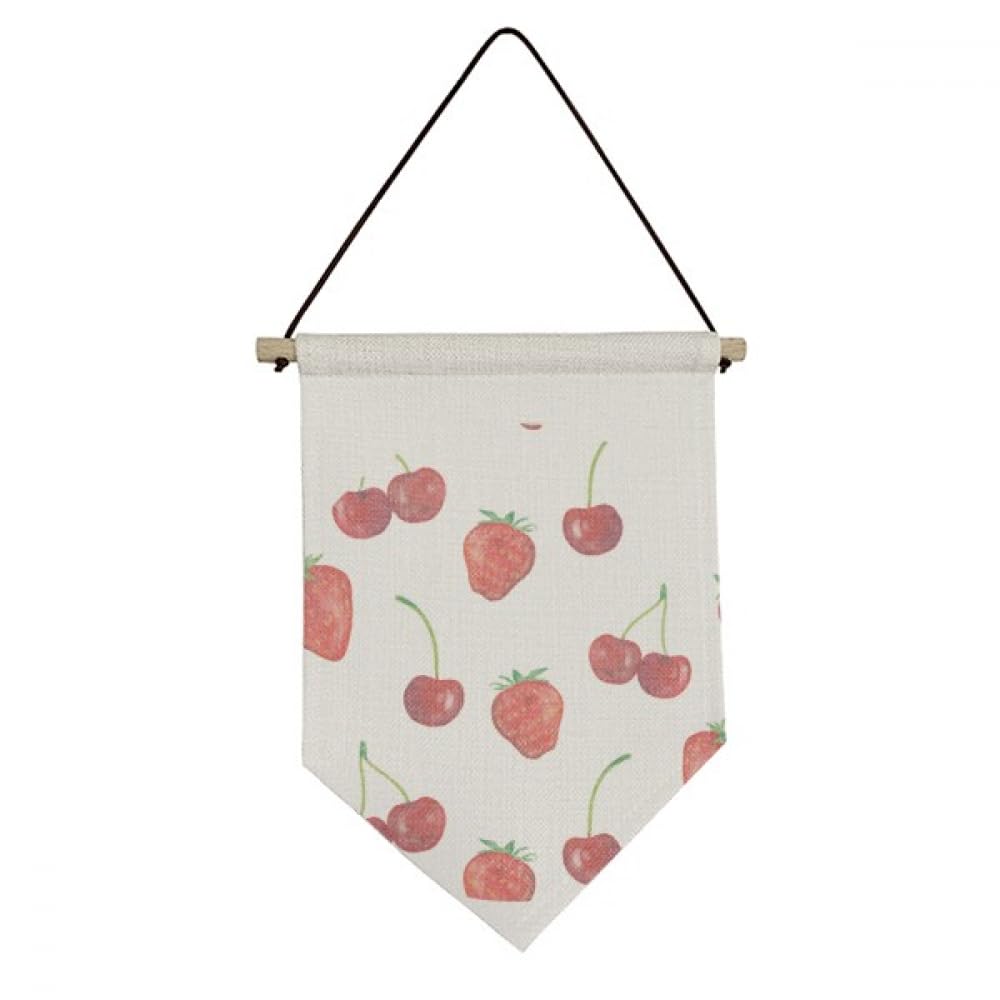 Drapeau en toile à suspendre motif fraises rouges décoration murale