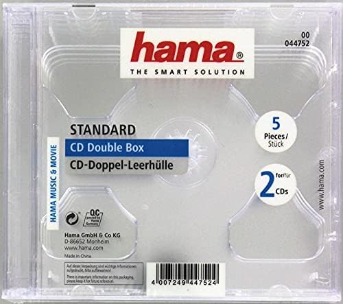 Hama Standard CD Double Jewel Case, pack of 5, transparent