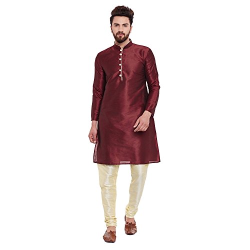 Kurta de seda Dupion para hombre ropa tradicional india boda 3