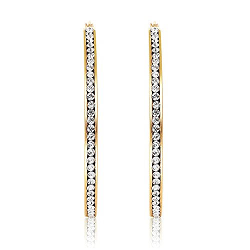 Gem Stone King 2 Inch Stunning Stainless Steel High Shine Inside-Out Hoop Earrings With Cz #TOP2