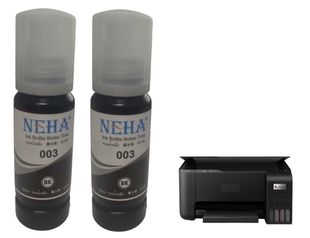 Compatible Ink Bottle for Eps0n L3250 Smart Tank Ink Tank All in one WiFi Printer Black Ink Bottle Set of 2