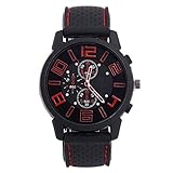 Ryanwayland Fashion Men Sport Watches Luxury Brand Quartz Military Army Wrist Watch (Red)