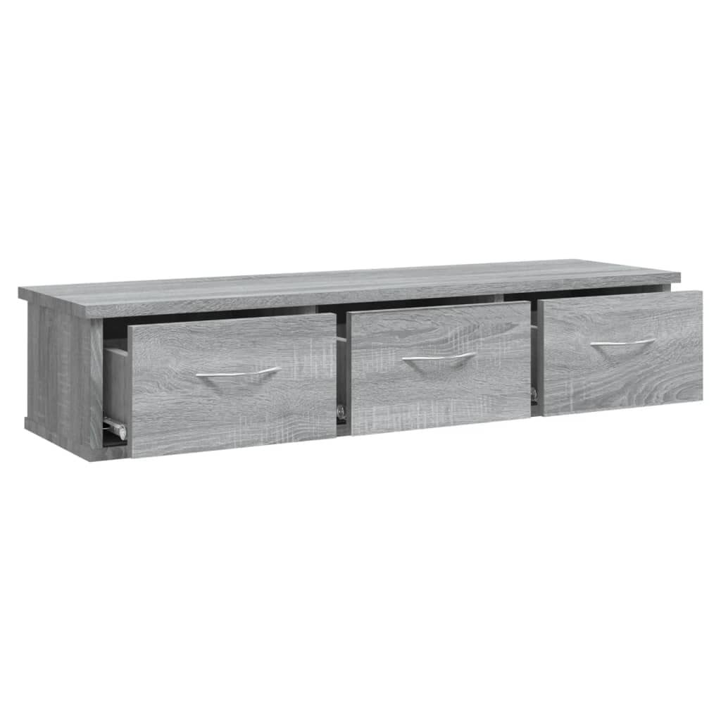 vidaXL Armario de Pared Flotante Colgante Almacenaje Salón Sala de Estar Hogar Muebles Decoración Madera Contrachapada Gris Sonoma 88x26x18,5 cm