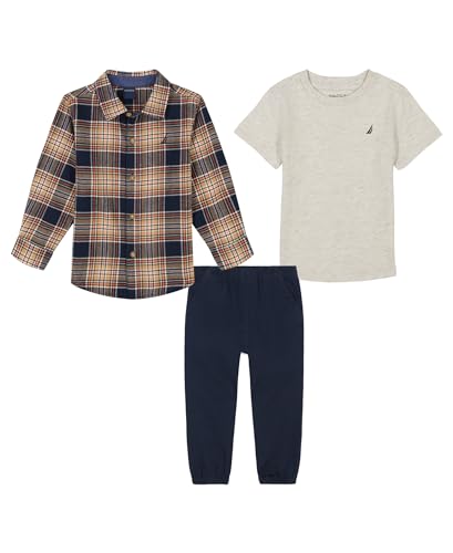 Image of Nautica Baby Boys' 3pc Woven Shirt /Tee /Woven Jogger Set