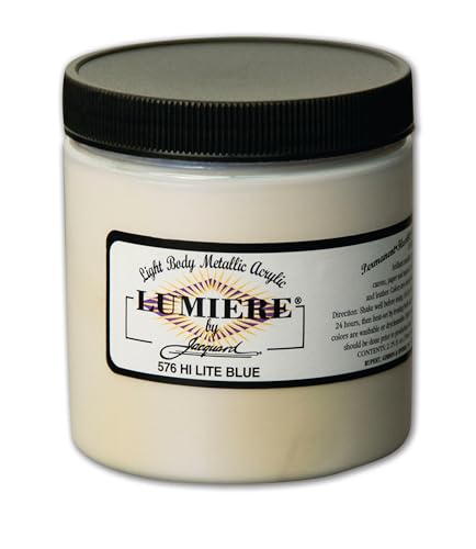 Jacquard Lumiere Metallic Acrylic Paint 8oz-Hi Lite Blue