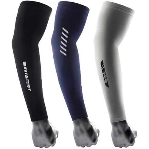 3 Pairs UV Sun Protection Arm Sleeves for Men Women - Compression Sun Sleeves Sports for Outdoor