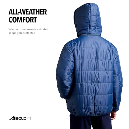 Image of Boldfit Jackets for Men Stylish Puffer Winter Jacket for Men Reversible Standard Length Jacket Man Full Sleeves Bomber Jackets for Man Winter Wear with Hoodie