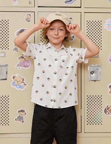 Image of Arshiner Boys Short Sleeve Dress Shirts Solid Button Down Shirts | formal Uniform School Shirt, for 4-12 Years, Hidden Buttons, with Chest Pocket, Regular Fit, Summer Tee top for Kids