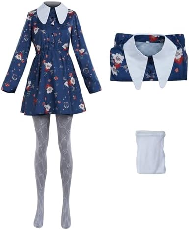 Joker 2 Harly Quin Lady Costume Gaga Navy Floral Dress Folie a De...