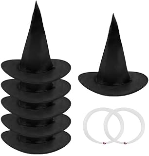 Halloween Witch Hats, Halloween Decorations Indoor, 6 PCS Halloween Costumes for Women, Floating Witch Hats, Witch Costume for Women, Wizard Hat, Witch Accessories, Black Witch hat, Witch Costume, Magic Hat