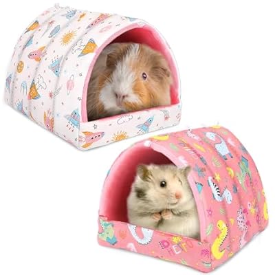 UPINS 2 Pack Guinea Pig Bed, Guinea Pig Hideout Washable Small Animal House Cage Accessories for Dwarf Rabbits Chinchillas Hamsters Hedgehogs Ferrets Bearded Dragons and Rats