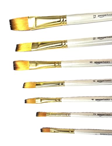 Image of amazon basics 7pc Artist Paintbrush Set for Acrylic,Watercolor & Gouache Painting for Beginners and Professionals (Flat)