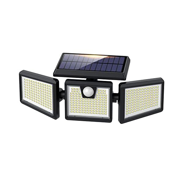 Solarlampen für Außen mit Bewegungsmelder, 341 LED Solarleuchten für Außen, IP65 Wasserdicht Solar Aussenleuchte 270° Beleuchtungswinkel, 360° Drehbar Wandleuchte für Garten Balkon Garage Zaun-2 Stück