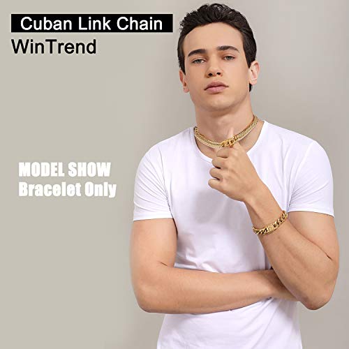 Wintrend Gold Cuban Link Chain Necklace Or Bracelet With Design Box Clasp For Men 18K Gold Stainless Steel Hip Hop Miami Curb Chains thumb #2