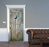 AceChic 3D Weathered Outhouse Door Stickers - Removable Adhesive PVC Door Wall Mural - 30.3' W x 78.7' H