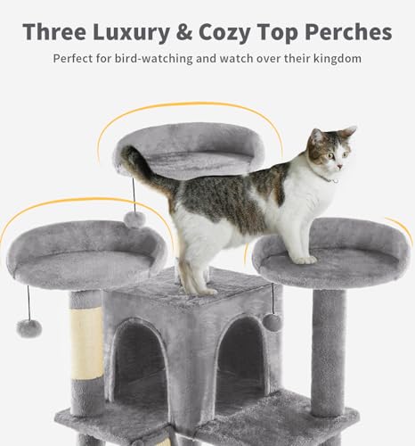 Árbol para gatos alto 80 pulgadas con 3 perchas y condos miniatura 3