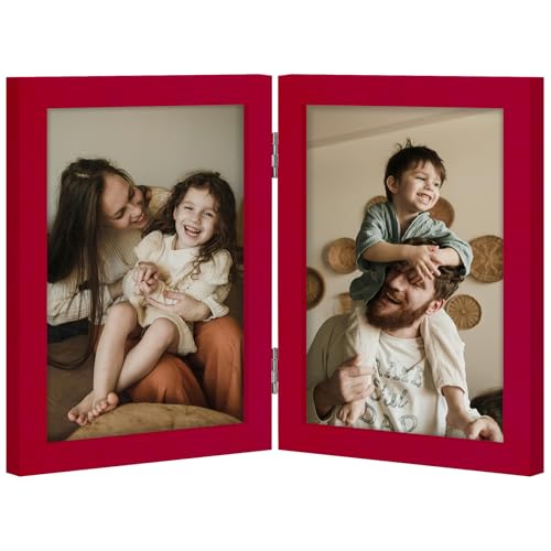 decorUhome Double 5x7 Picture Frame Vertical, Red