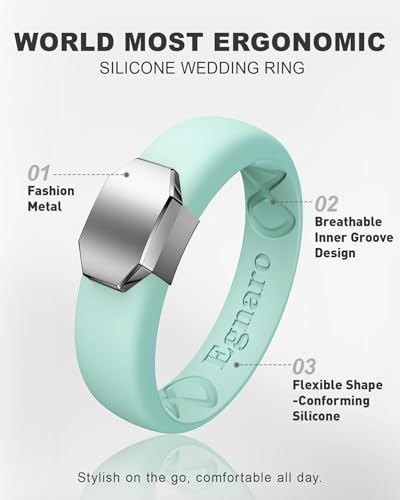Image of Egnaro Silicone Wedding Bands Women, Inner Arc Ergonomic Breathable Design