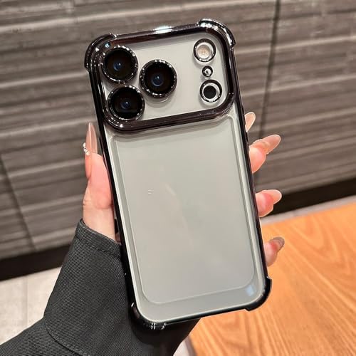 Coque de téléphone de luxe antichoc transparente noire pour iPhone 17 Pro